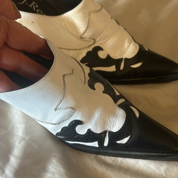 J. Renee Rodeo black and white leather mules - Picture 3 of 5